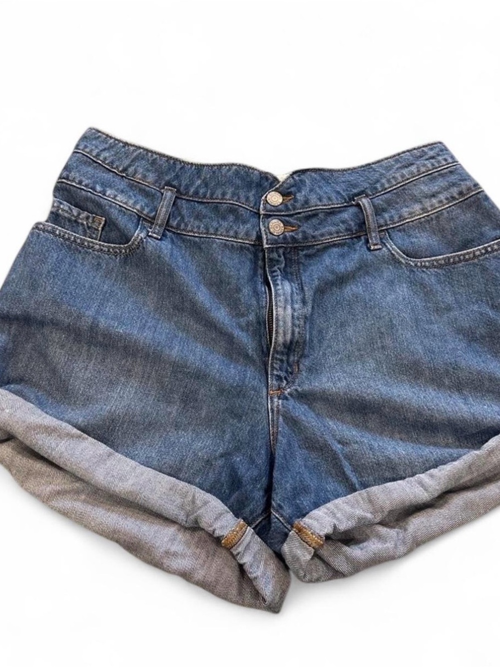 Banana Republic Rolled Hem High-Waist Jean Shorts - Blue
